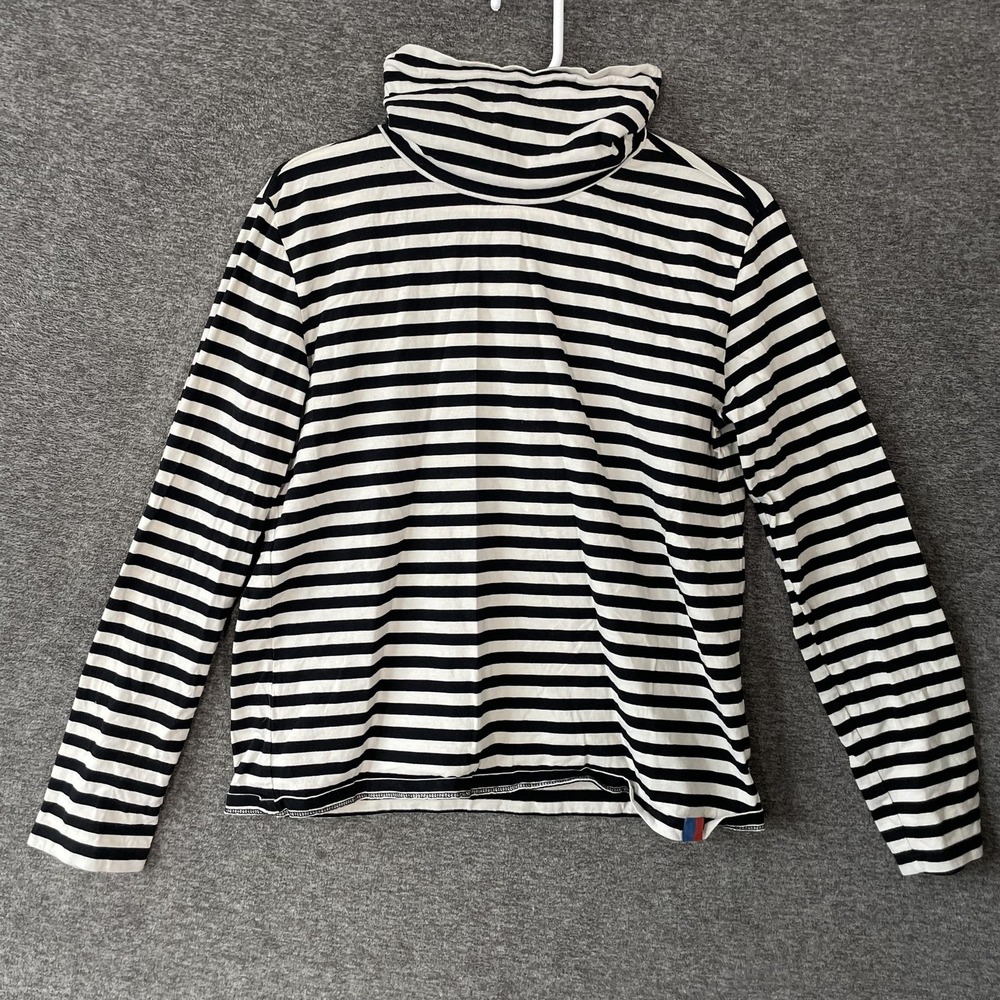 KULE Shirt Womens Medium Black White Striped Turtleneck Long Sleeve Cotton